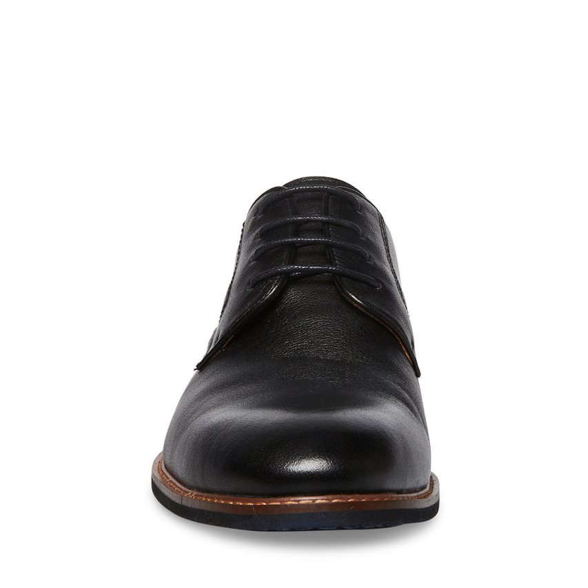 Black Steve Madden Bannon Leather Men's Derby Shoes | PH 5672POF